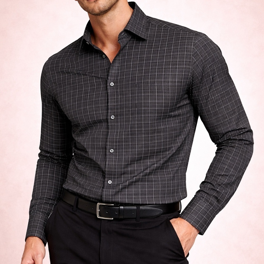 Calvin Klein Slim Fit Grid Plaid Button-Down Shirt | Size M | NWOT